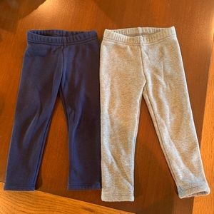 Navy and Gray fleece lined leggings -EUC